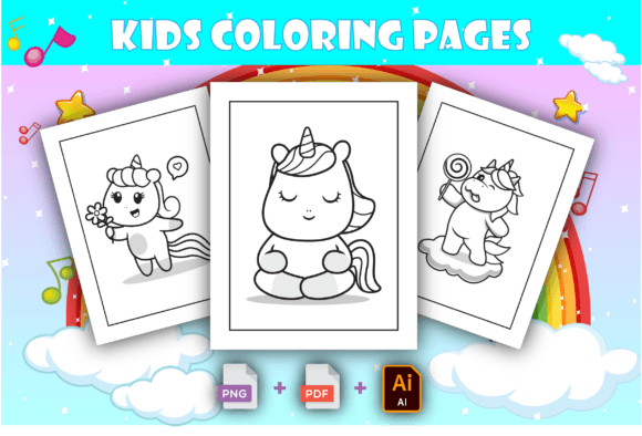 Unicorn Coloring Pages: Instant Download Digital Kits